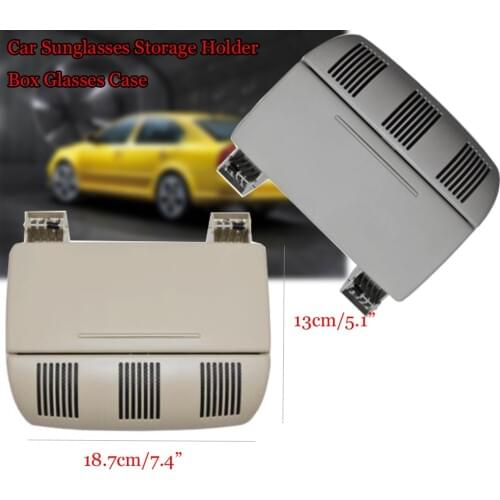 Car Sunglasses Storage Holder Box Glasses Case for Skoda Octavia Fabia Roomster 1Z0868565E Good cover dust-proof Gray Beige