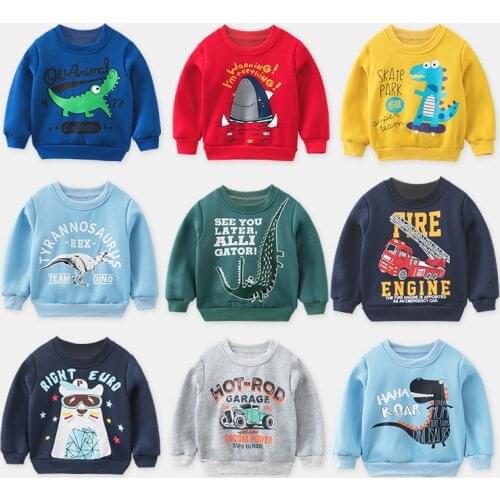 Children Spring Sweaters New Style 2-8 Years Old Kids Long Sleeevd Cotton Clothes Baby Boys Fashion Dinosaur Tops Girls Unicorn