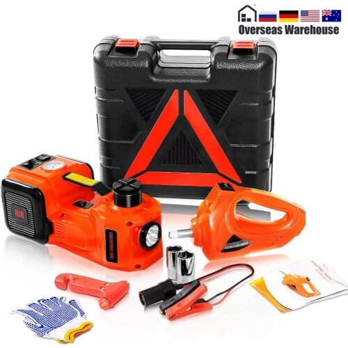 NthPower 3 in 1 Electric Hydraulic Car Jack kit 12V 5Ton Jacks With Impact Wrench Tire Inflator Built-in LED Repair Lift Tool