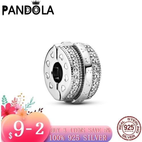 Hot 100% 925 Sterling SILVER charms Shiny Pavé Pavé Line Design Logo Holder Charm fit Original Pandora Bracelet silver jewelry