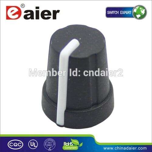 KN-1516 DAIER Black 6.0mm 18 Teeth Rubber Knobs