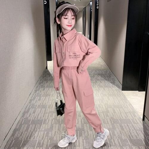 Kids Clothes Set Casual Sports Teens Girls Tracksuits New Spring Cargo Pants and Cargo Coats 2pcs Children Cotton Clothing Suits