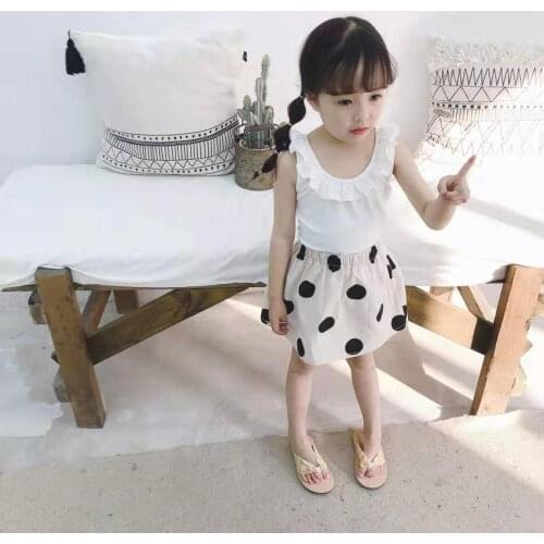 Summer Girl Polka Dot Dress Cotton A-line Dress Casual Princess Dress for Girl 3-8T