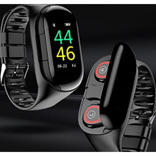 Fashion wristwatch smart bracelet Bluetooth headset 2 in 1 sports color screen wear both ears Blood pressure waterproofing