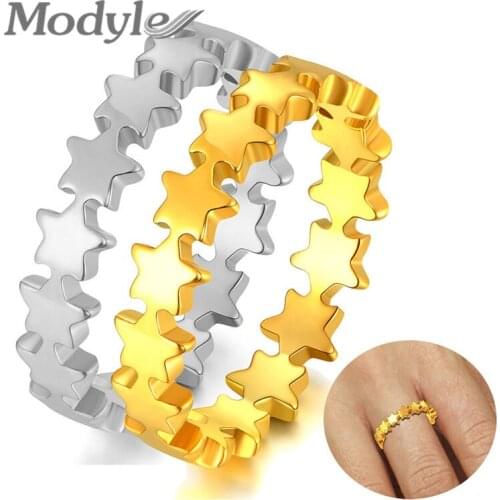 Modyle New Fashion Stackable Party Star Wedding Rings For Women Stainless Steel Brand Jewelry Gift Finger Ring Party Gifts