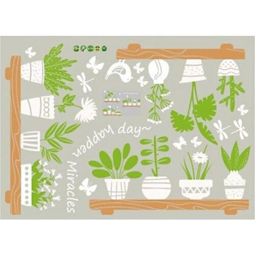 Garden Wall Sticker Creative Art Wallpaper Flower Green Potted Plant Bonsai Decals For Living Room Home Decor High Quality Cheap