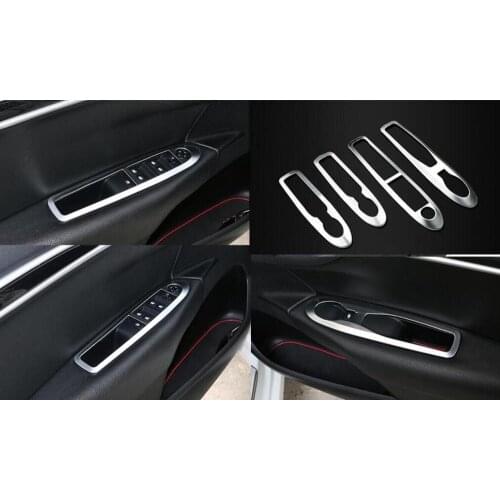 ABS Chrome Interior Door Window Switch Panel Cover Bezel Trim 4Pcs/Set For Citroen C4 C4L 2012 2013 2014