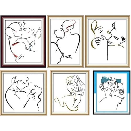 Joy Sunday Portrait Painting Silent Love 11CT 14CT Cross Stitch Sets Cross-stitch Kits DIY Needlework Sets Home Decoration Kits
