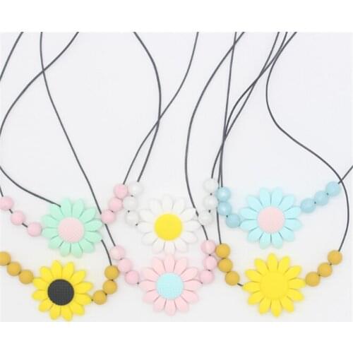 Food Grade Silicone Flower Necklace Baby Beads Teethers Infant Chewable Necklaces Free Newborn Baby Teething Toys