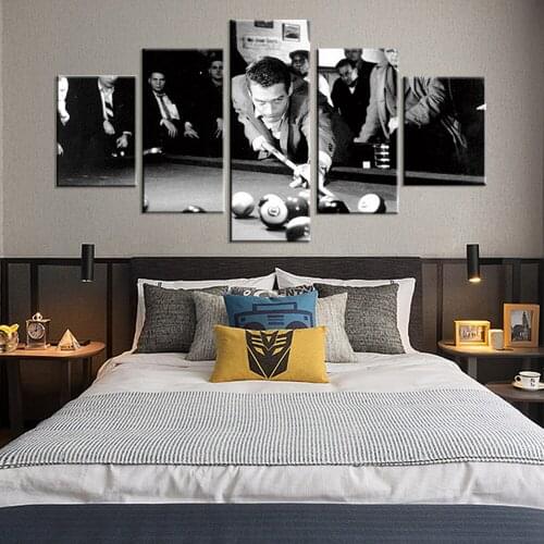 Snooker Billiard Pool Ball Cue Colorful Poster Home Decor Sports Printed Canvas Living Room 5 Panel Pictures Painting Wall Art