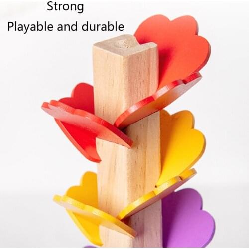 T5EC Wooden Stacking Block Tree Building Blocks Brain Developmental Bead Falling Wooden Toy Montessori Gift for Preschools