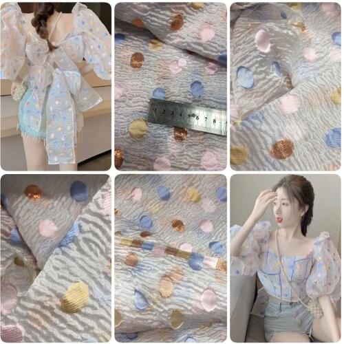 Organza Seersucker Polka Dot Fabric For Womens Clothing And Childrens Dress Tops