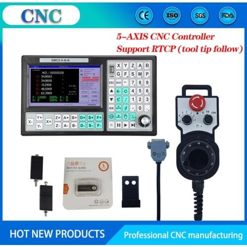 USB controller SMC5-5-N-N CNC 5-axis offline Mach3 500KHz G-Code 7-inch large screen 6-axis emergency stop handwheel MPG