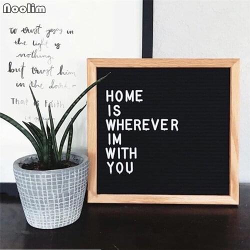 NOOLIM Felt Letter Board Sign Message Home Office Decor Board Oak Frame White Letters Symbols Numbers Characters Bag 10" * 10"