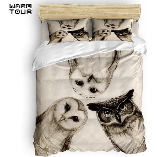 WARMTOUR Duvet Cover The Owls 3 Duvet Cover Set 4 Piece Bedding Set For Beds DHL Shipping Method