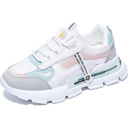 2021 Spring New Womens Dad Sneakers Korean lace up Sports Shoes Female Street White Flat Casual Footwear Women Platform shoes