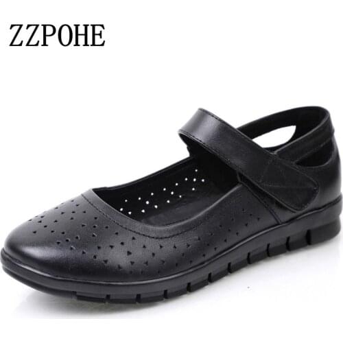 ZZPOHE New spring and autumn mother shoes soft soled casual comfortable women flat shoes hollow breathable grandma shoes