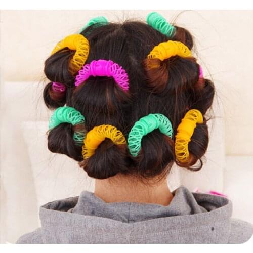 10bags 8pcs bag lot Donuts Fast Hair Curler Candy-Colored Pear Head Hair Curler Hair Roller Head Curly Hair Tools Hair Band