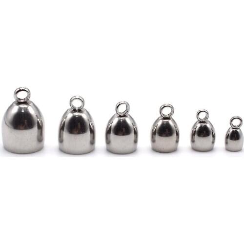 10pcs Stainless Steel Oval Shape End Caps Fit 3 4 5 6 7 8mm Tassel Leather Cord End Crimp Caps DIY Jewlery Making Findings Craft