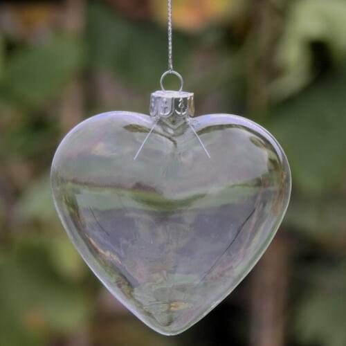 Width=9cm Heart Shaped Transparent Glass Pendant Christmas Glass Hanger Wedding Decoration Glass Hanger