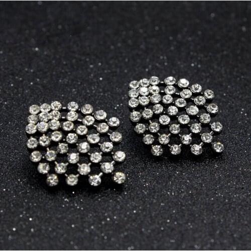 2021 New Design Fashion Luxury Shiny Crystal Stud Earrings For Women Girls Rhinestone Black Earrings Best Gift