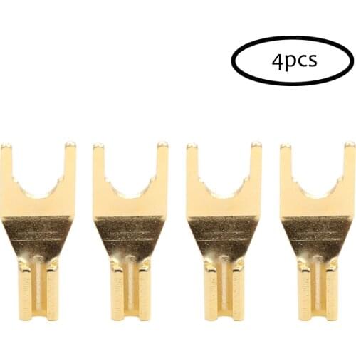 4Pcs Red pure copper rhdoium plated plug,speaker cable connector plug , hifi end audio Y spade plug