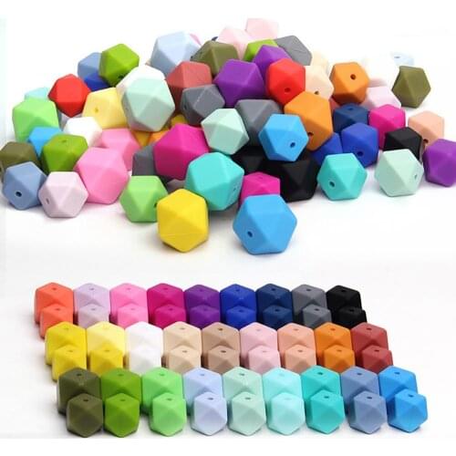 5/10pcs 14mm Hexagon Silicone Beads Baby Teether Eco-friendly BPA Free Baby Teething Pacifier Chain Beads Baby Product