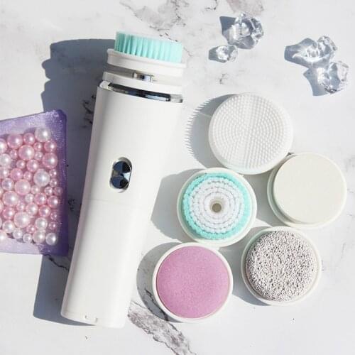 5-in-1 Electric Cleaning Brush Silicone Rotating Cleaning Brush Deep Cleansing Pores Removing Dark Spots and Acne Facialcleanser