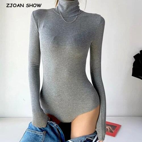 5 colors Sexy Turtleneck Ribbed Long sleeve Bodysuit Woman Skinny Short Jumpsuit Stretch Slim fit Rompers Bodycon Playsuits