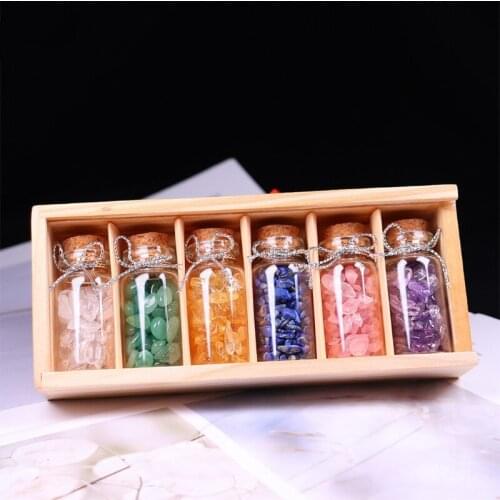 6 Pcs Gemstone Bottles Set Healing Crystals Stones Chip Tumbled Gem Reiki Wicca Witchcraft Supplies Kit
