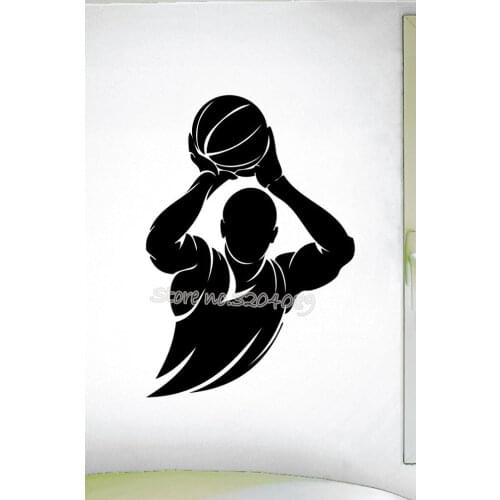 Basketball theme boys basketball shooting wall sticker sports shoot a basket wallpaper Boys Bedroom Silhouette Cool Mural EA603