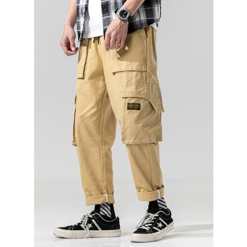 EL BARCO Summer Hip Hop Men Cotton Cargo Pants Black Harem Streetwear Male Trousers Khaki Army Green Casual Joggers Sweatpants