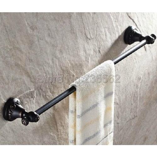 Modern Bathroom Hardware Accessory Wall Mounted Single Towel Bar Holders Black Oil Rubbed Bronze Finish Lba449