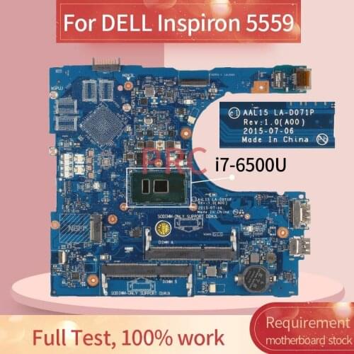 CN-086V8H 086V8H For DELL Inspiron 5559 i7-6500U Notebook Mainboard LA-D071P SR2EZ DDR3L Laptop motherboard