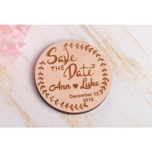 Wood Save the Date Magnet, Burgundy Floral Save the Date, Rustic Save the Date, Leaf Wedding Magnet, Modern Invitation