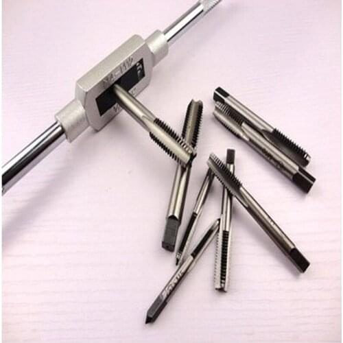 Free shipping of screw taps& tap wrench Holder Hand hinge set with 7PCS M3-M12 manual taps and 1pc M3-M12 wrench