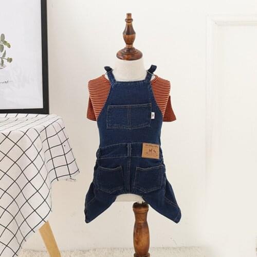 Pet Dog Overalls New Denim Cowboy Dog Clothes Puppy Teddy Denim Costume Jacket Spring Summer Puppy Vest Cute Pets Dogs Clothing