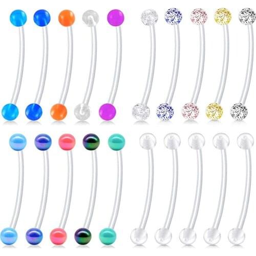 Flexible Long Belly Button Ring for Pregnancy Bioflex Soft Plastic Pregnency Belly Rings Retainer Navel Bar 14G 1 Inch Length