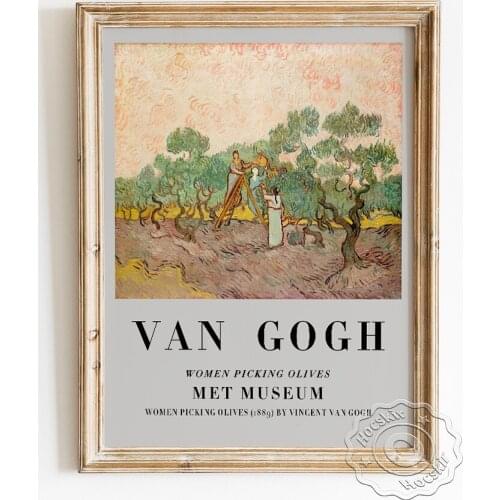 Vincent Van Gogh Exhibition Modernism Museum Poster, Women Picking Olives Canvas Painting, Art Prints Home Decor Wall Stickers
