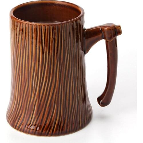 Ceramic stump axe cup 600mL large capacity mug for home office coffee drinking cup