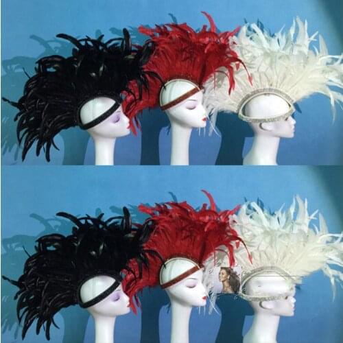 Cosplay Indian Feather Headwear PUB Bar Dj Gogo Dance Costume Celebrate Party Rave Wear Festival Stage Performance Prop VDB3111