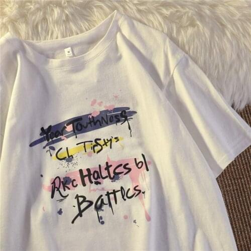 Summer Loose Casual Korean Fashion Womens T-shirt Oversized Half-sleeved Male Tops for Couples Japanese Streetwear Vingate Tops