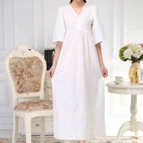 Summer Ladies Cotton Vintage Nightgowns Embroidery Sexy Sleepwear Luxury Sleep Tops Plus Size Clothing for Women Sleepshirts