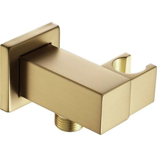 Wall Supply Elbow with Hand Shower Holder Wall Mount Shower holder Brass brushed gold hand shower holder with Adjustable Bracket