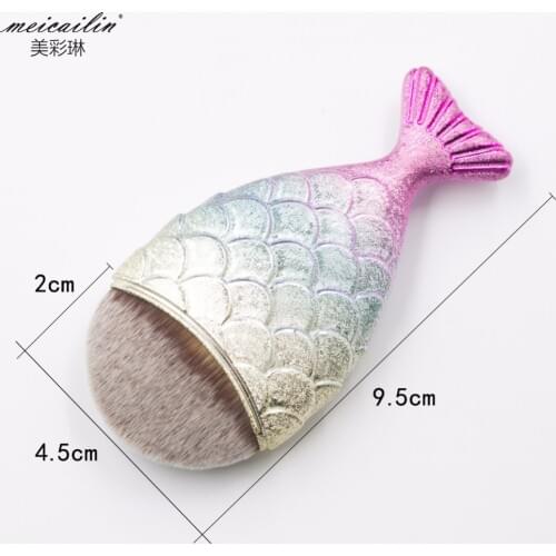 New Arrival 5 Colors Womens Fashion Professional Powder Mermaid Makeup Brushes Set Foundation Contour Fish Brush Make Up Tools
