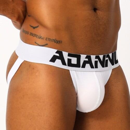 New Arrival Brand Men Fashion Sexy Jockstraps Thongs Briefs Tight Cotton Mens G-Strings Gay Low Waist Pouch Bikini Underwear