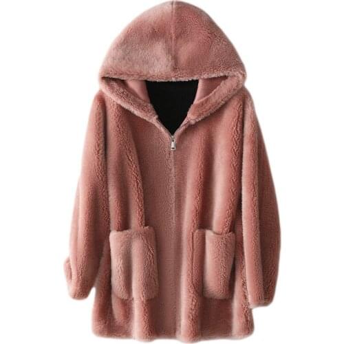 Genuine Blended Wool Fur Coat With Belt Autumn Women Outwear Suit LF21043HH