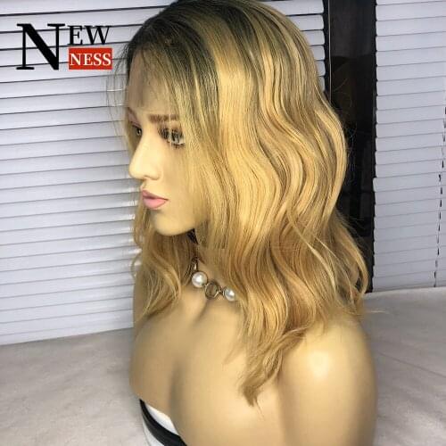 Body Wave Wig Ombre Synthetic Lace Front Wig for Women Honey Blonde Lace Front Wig with Natural Hairline Cosplay Daily Wig