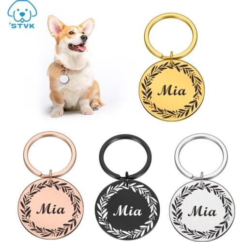Stainless Steel Personalized Dog Cat ID Tag Puppy Name Custom Kitten Pet Collar Label Custom Cats Tag Pets Engraving Name Tags