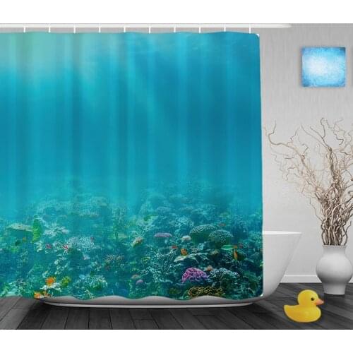 Underwater Coral Reef Bathroom Shower Curtain Marine Life Designs Shower Curtains Waterproof Mildew Polyester Fabric With Hooks